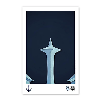 Affiche minimaliste avec logo Seattle Kraken 11" x 17"