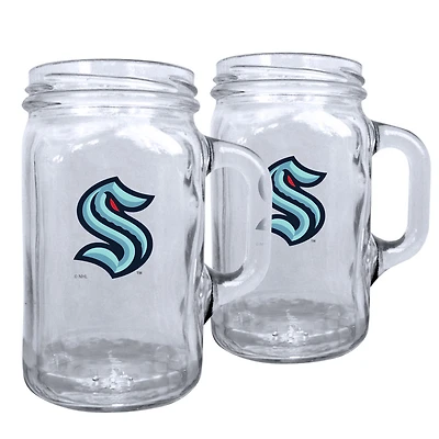 Seattle Kraken - 2-Piece 16oz. Mason Mug Set