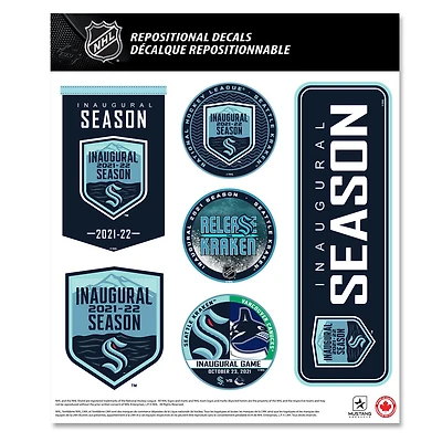 Seattle Kraken 2021 Inaugural Season 12'' x 14'' Repositionable - Decal Set