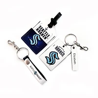 Coffret cadeau trois pièces en cuir Seattle Kraken avec étiquette personnalisée
