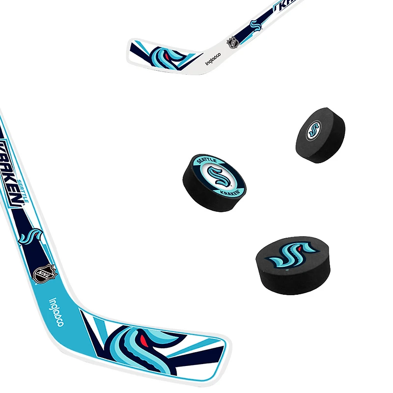 The Sports Vault Seattle Kraken Mini Hockey Stick & Foam Puck Eight-Piece Set