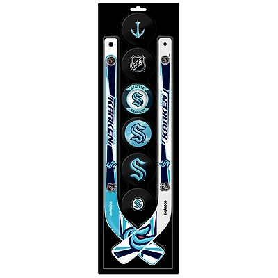 The Sports Vault Seattle Kraken Mini Hockey Stick & Foam Puck Eight-Piece Set