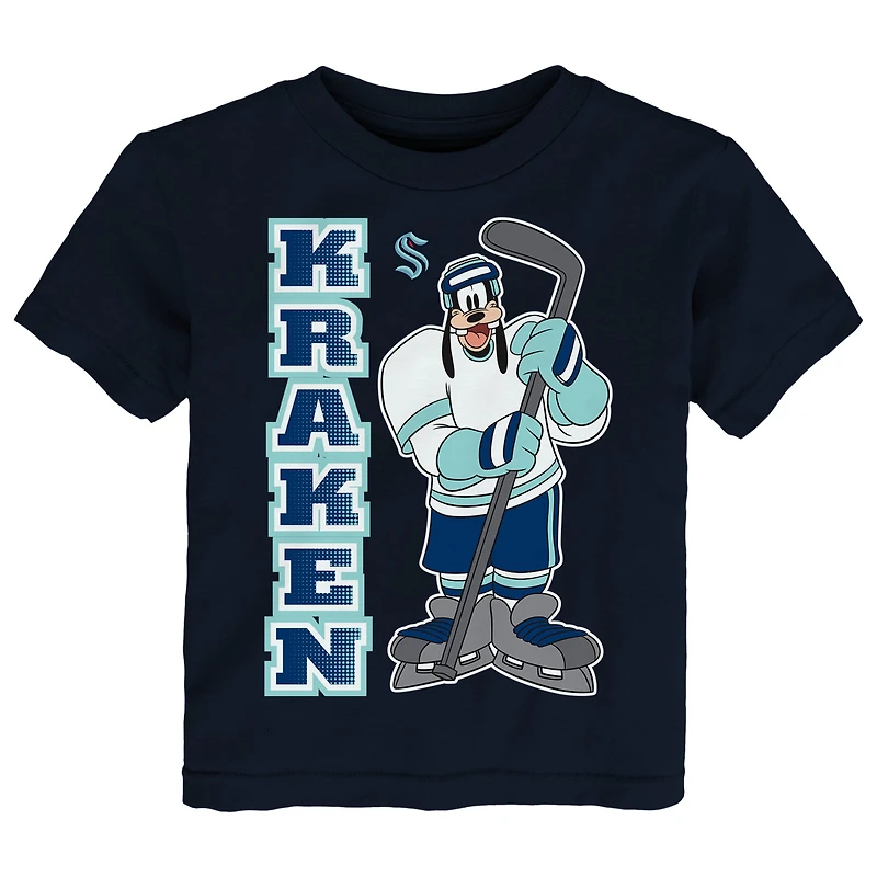 Ensemble de deux t-shirts Seattle Kraken Disney Offense Only pour tout-petits, bleu profond/gris chiné