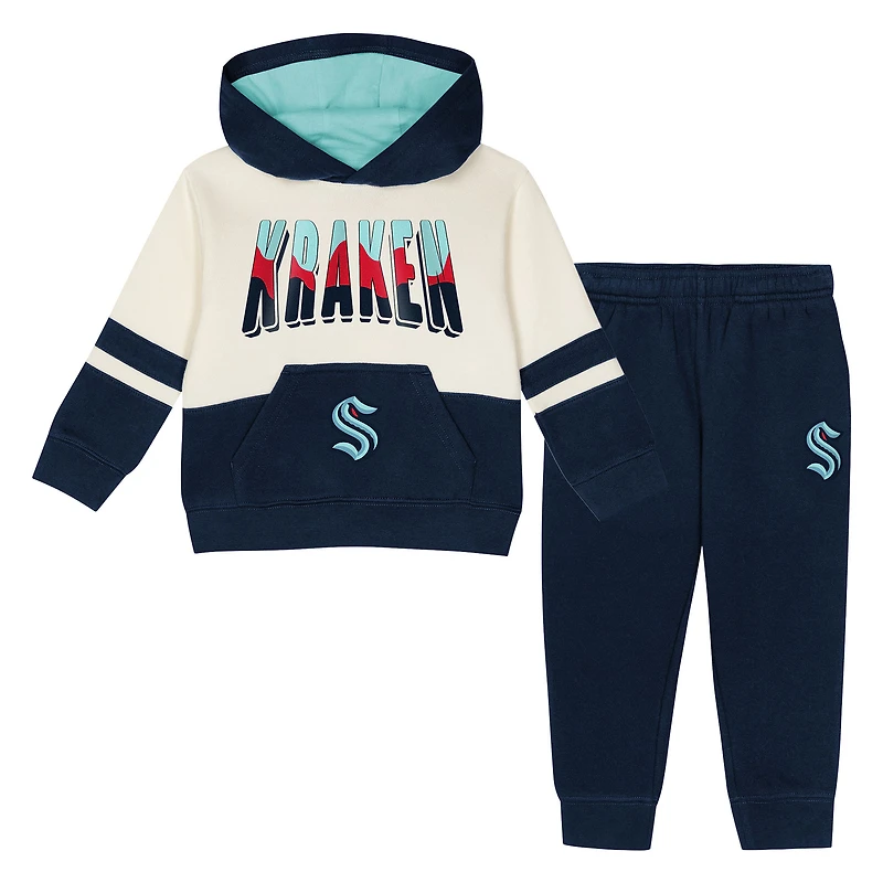 Ensemble sweat à capuche et pantalon en polaire bleu marine Seattle Kraken Chants and Cheers pour tout-petits Outerstuff