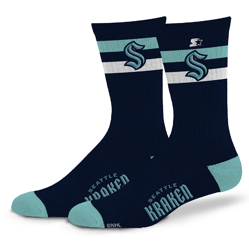 Unisex Starter Seattle Kraken Team Color Two-Stripe Crew Socks