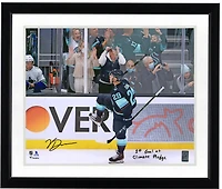 Vince Dunn Seattle Kraken Autographed 16'' x 20'' Deep Sea Blue Jersey Celebration Photograph with ''1st Goal At Climate Pledge'' Inscription