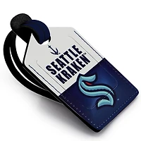 White Seattle Kraken Personalized Leather Luggage Tag