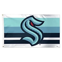 Drapeau WinCraft Seattle Kraken 3' x 5' à rayures et logo de luxe, simple face