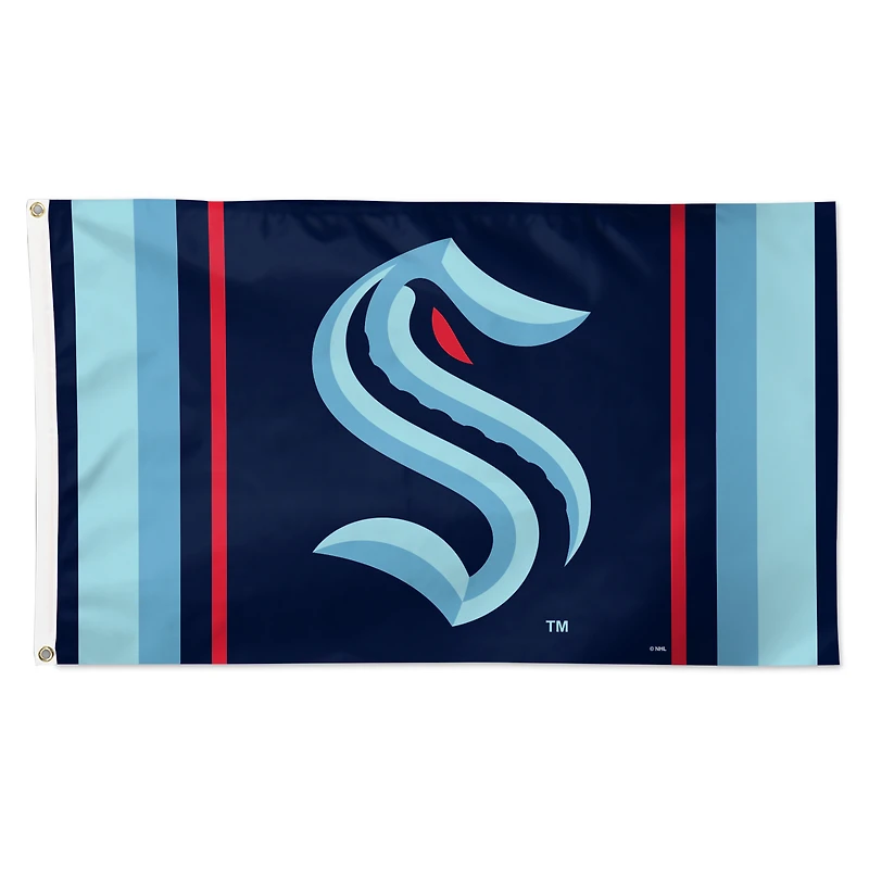 Drapeau WinCraft Seattle Kraken 3' x 5' Team Stripe Deluxe à une face