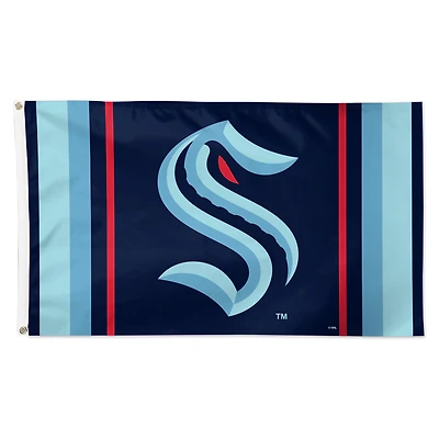 Drapeau WinCraft Seattle Kraken 3' x 5' Team Stripe Deluxe à une face