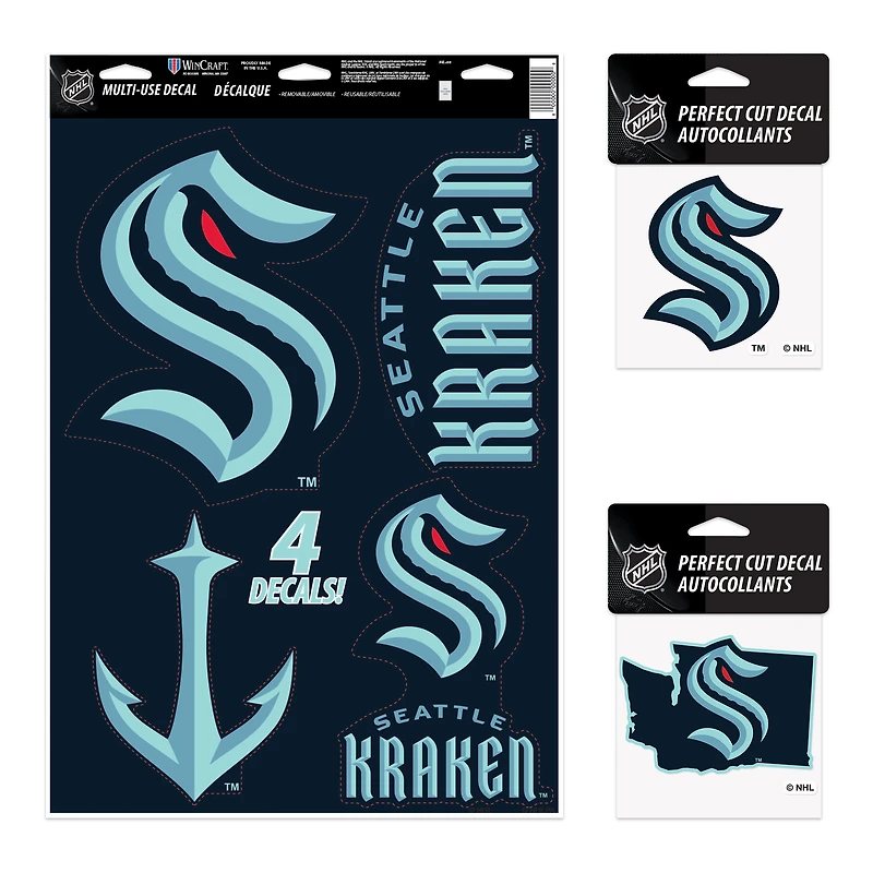 Pack varié de décalcomanies WinCraft Seattle Kraken