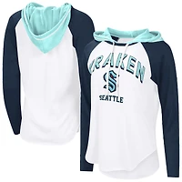 T-shirt à capuche manches longues raglan G-III 4Her par Carl Banks pour femme, blanc, Seattle Kraken VIP