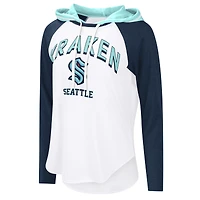 Women's G-III 4Her by Carl Banks  White Seattle Kraken VIP Raglan Long Sleeve Hoodie T-Shirt