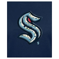 T-shirt à imprimé floral bleu marine Seattle Kraken Glam Game pour femme de New Era