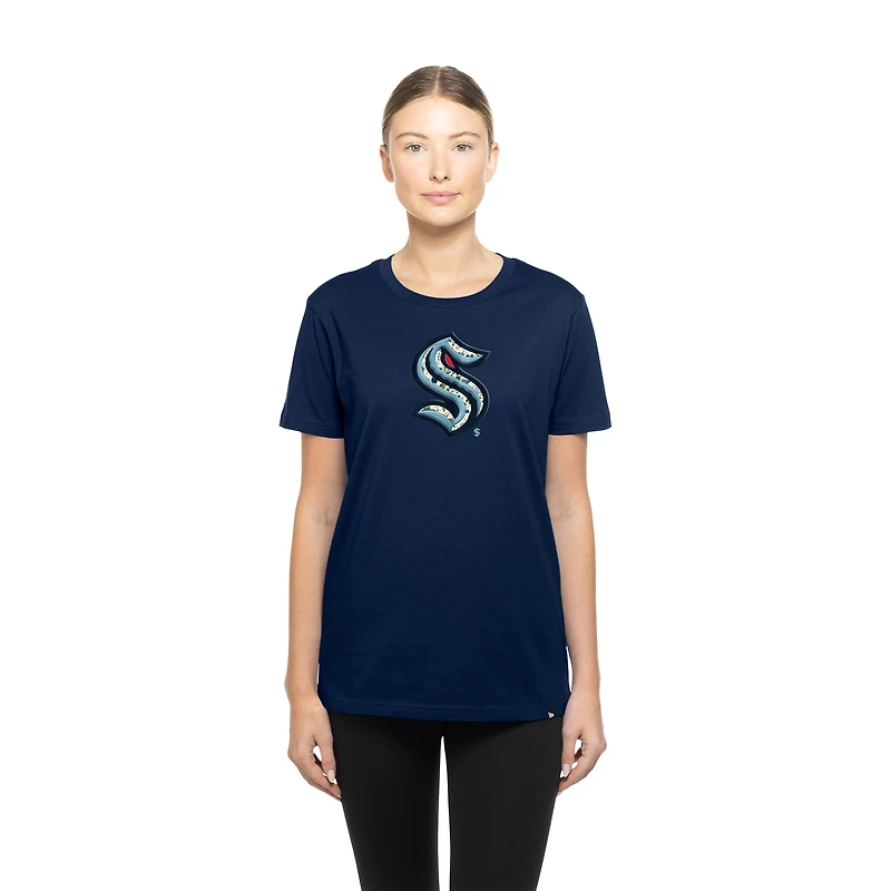 T-shirt à imprimé floral bleu marine Seattle Kraken Glam Game pour femme de New Era