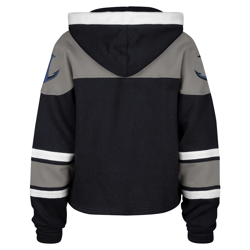 Sweat à capuche court en dentelle supérieure Seattle Kraken Deep Sea Blue pour femme '47