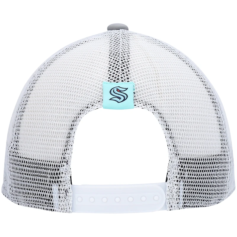 Women's adidas Gray/White Seattle Kraken Foam Trucker Snapback Hat