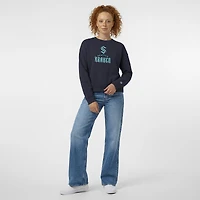 Sweat-shirt Champion Deep Sea Blue Seattle Kraken Wordmark Lockup Powerblend pour femme