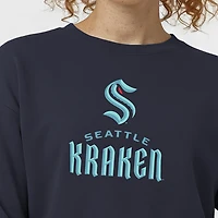 Women's Champion  Deep Sea Blue Seattle Kraken Wordmark Lockup Powerblend Sweatshirt