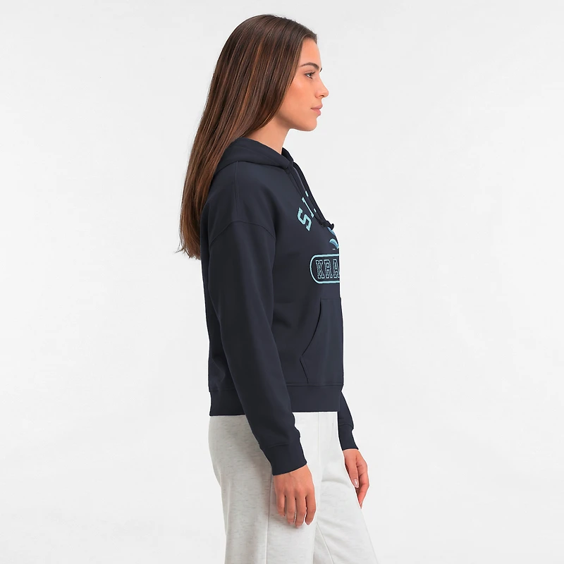 Women's Champion Navy Seattle Kraken Arched Pill Box Hoodie