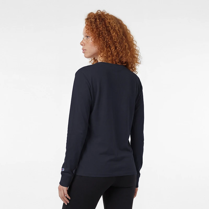 Women's Champion Navy Seattle Kraken Wordmark Lockup Long Sleeve T-Shirt