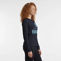 Women's Champion  Navy Seattle Kraken Wordmark Lockup Long Sleeve T-Shirt