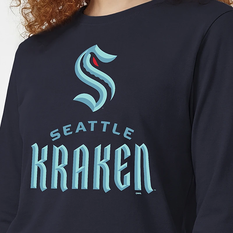 T-shirt à manches longues Champion Navy Seattle Kraken pour femme