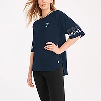 Women's DKNY Sport Navy Seattle Kraken Diana Tri-Blend Oversized T-Shirt