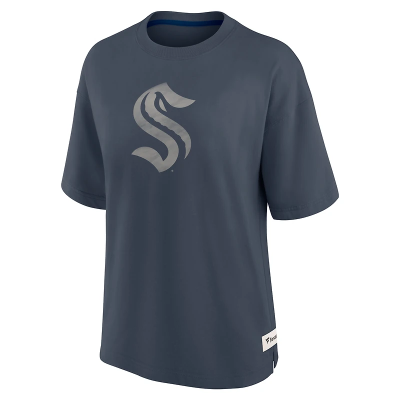T-shirt surdimensionné bleu Seattle Kraken Elements Raw Edge Future Ground pour femme