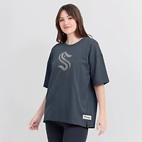 T-shirt surdimensionné bleu Seattle Kraken Elements Raw Edge Future Ground pour femme