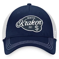 Women's Fanatics Deep Sea Blue/White Seattle Kraken Fundamental Trucker Adjustable Hat