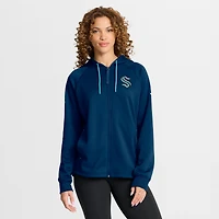 Women's Fanatics Deep Sea Blue Seattle Kraken Authentic Pro Rink Raglan Full-Zip Hoodie