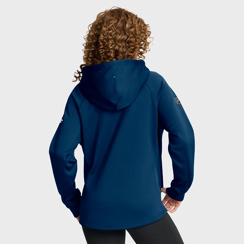 Women's Fanatics Deep Sea Blue Seattle Kraken Authentic Pro Rink Raglan Full-Zip Hoodie