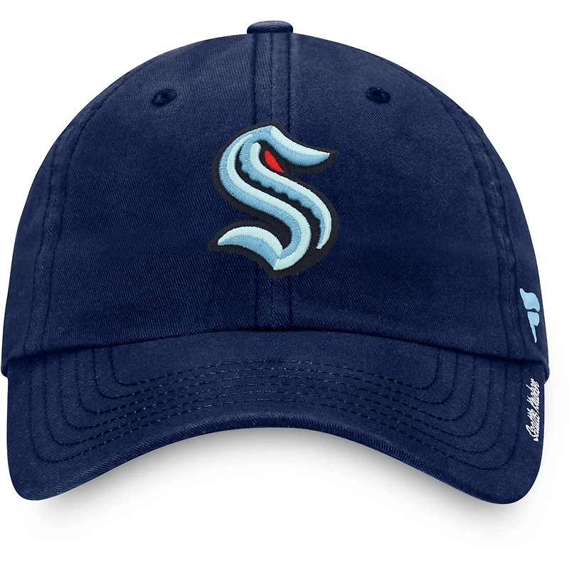 Fanatics Branded Deep Sea Blue Seattle Kraken Core Logo principal - Casquette ajustable