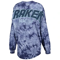 Women's Fanatics Deep Sea Blue Seattle Kraken Crystal-Dye Long Sleeve T-Shirt
