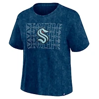 T-shirt délavé bleu marine pour femme Fanatics Seattle Kraken