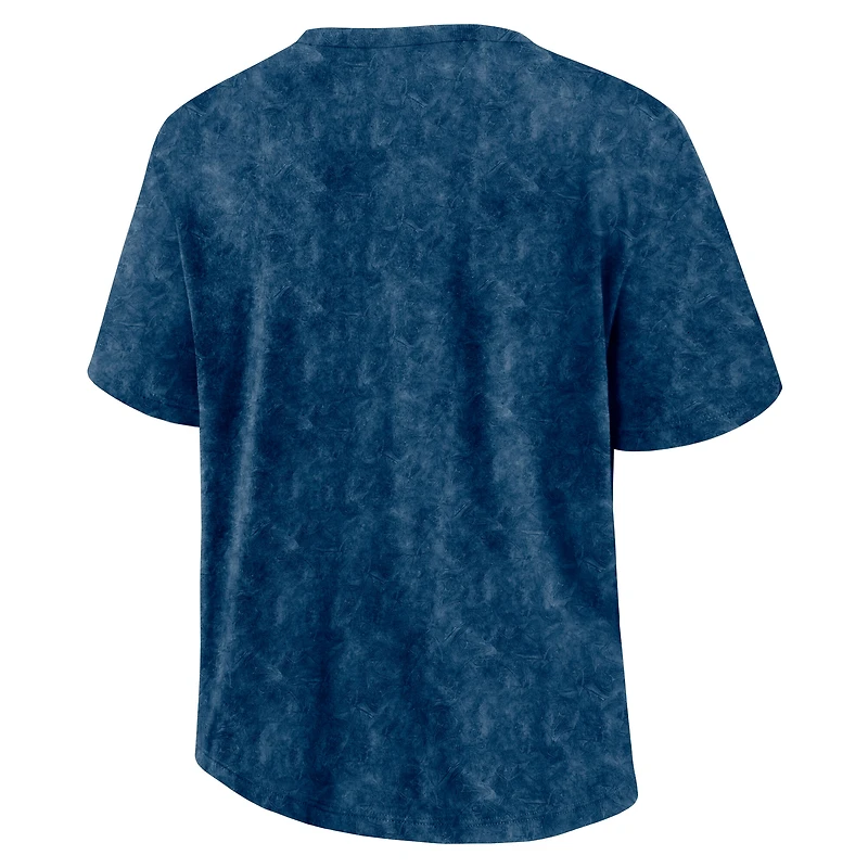 T-shirt délavé bleu marine pour femme Fanatics Seattle Kraken