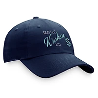 Casquette ajustable pour femme Fanatics Deep Sea Blue Seattle Kraken Fundamental Script