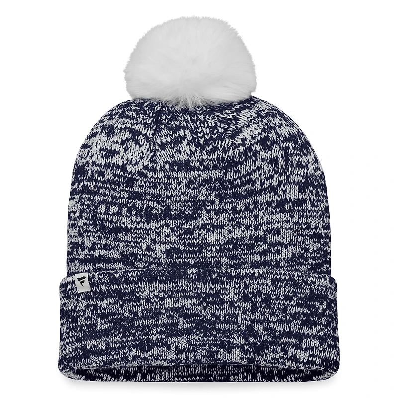 Bonnet en tricot à revers Seattle Kraken Glimmer Fanatics Deep Sea Blue pour femmes avec pompon