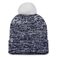 Bonnet en tricot à revers Seattle Kraken Glimmer Fanatics Deep Sea Blue pour femmes avec pompon