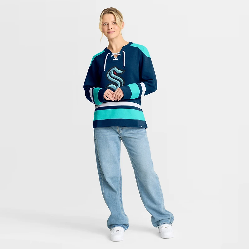Women's Fanatics  Deep Sea Blue Seattle Kraken Icing Long Sleeve Lace Up Sweatshirt