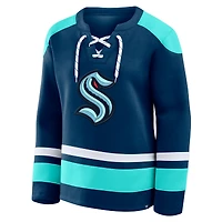 Women's Fanatics  Deep Sea Blue Seattle Kraken Icing Long Sleeve Lace Up Sweatshirt