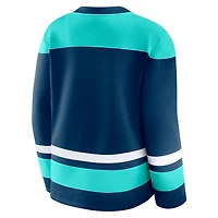 Sweat-shirt à lacets manches longues bleu marine pour femme Fanatics Seattle Kraken Icing