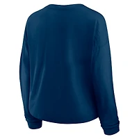 T-shirt Henley surdimensionné à manches longues pour femme Fanatics Deep Sea Blue Seattle Kraken All Out Effort