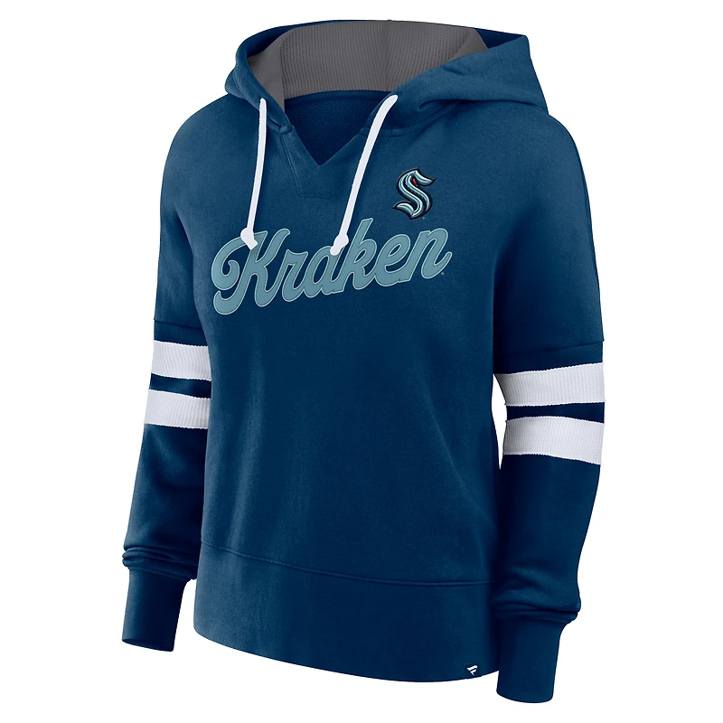 Sweat à capuche surdimensionné bleu marine Seattle Kraken pour femme Fanatics