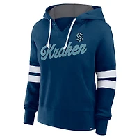 Sweat à capuche surdimensionné bleu marine Seattle Kraken pour femme Fanatics