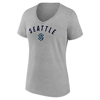 Women's Fanatics Gray Seattle Kraken V-Neck T-Shirt