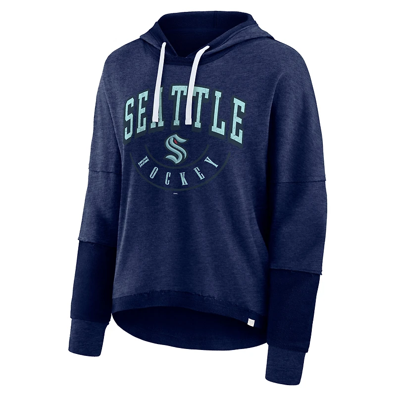 Sweat à capuche Fanatics Heather Deep Sea Blue Seattle Kraken Lux Lounge pour femmes