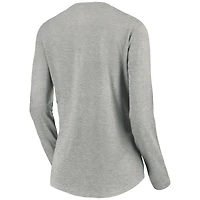 Women's Fanatics Heather Gray Seattle Kraken Primary Logo Long Sleeve V-Neck T-Shirt