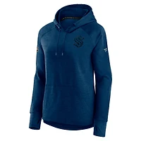 Women's Fanatics Heathered Deep Sea Blue Seattle Kraken Authentic Pro Performance Raglan Pullover - Hoodie